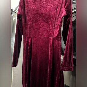 Maroon fitted velvet dress